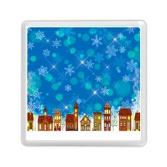 Winter Village Snow Brick Buildings Memory Card Reader (Square)