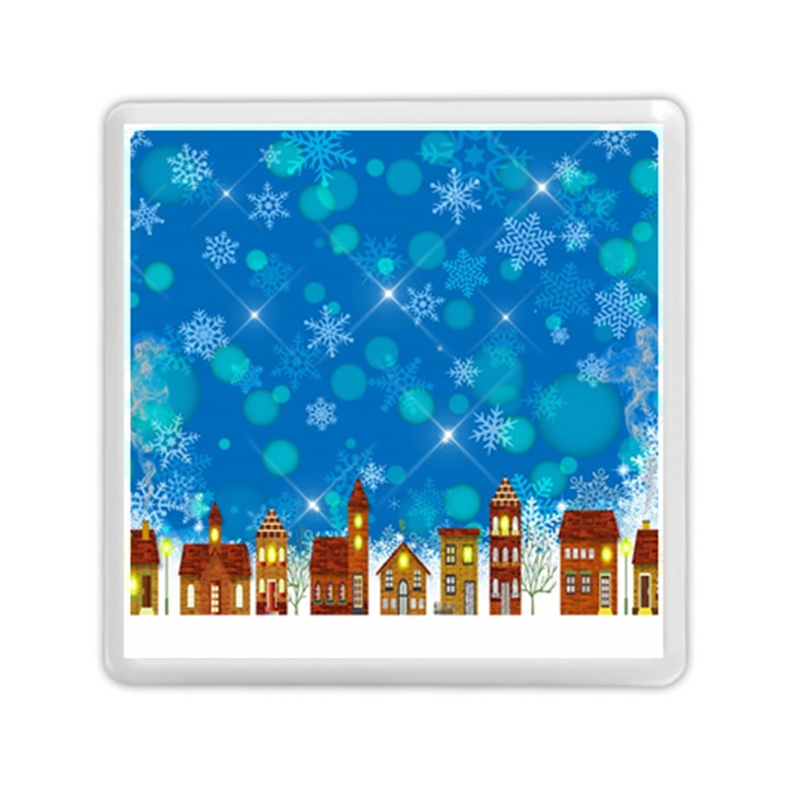 Winter Village Snow Brick Buildings Memory Card Reader (Square)