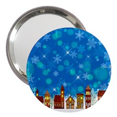 Winter Village Snow Brick Buildings 3  Handbag Mirrors