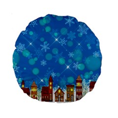 Winter Village Snow Brick Buildings Standard 15  Premium Round Cushions