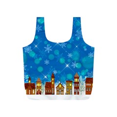 Winter Village Snow Brick Buildings Full Print Recycle Bag (S)