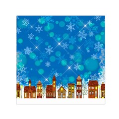 Winter Village Snow Brick Buildings Small Satin Scarf (square) by Wegoenart