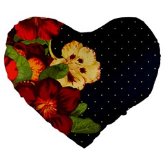 Flowers Vintage Floral Large 19  Premium Heart Shape Cushions