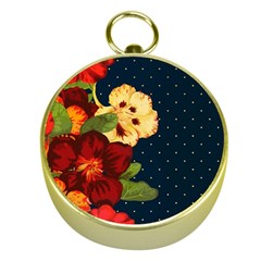 Flowers Vintage Floral Gold Compasses by Wegoenart