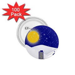 Night Christmas Background Moon Snow 1 75  Buttons (100 Pack)  by Wegoenart