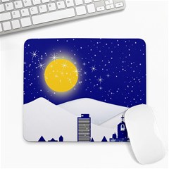 Night Christmas Background Moon Snow Large Mousepads by Wegoenart