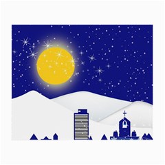 Night Christmas Background Moon Snow Small Glasses Cloth by Wegoenart