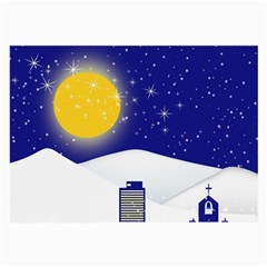 Night Christmas Background Moon Snow Large Glasses Cloth by Wegoenart