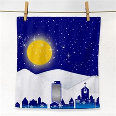 Night Christmas Background Moon Snow Face Towel by Wegoenart