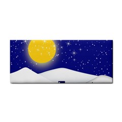 Night Christmas Background Moon Snow Hand Towel