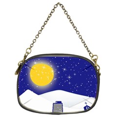 Night Christmas Background Moon Snow Chain Purse (two Sides) by Wegoenart