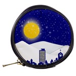 Night Christmas Background Moon Snow Mini Makeup Bag Back