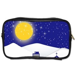 Night Christmas Background Moon Snow Toiletries Bag (one Side) by Wegoenart