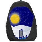 Night Christmas Background Moon Snow Backpack Bag Front