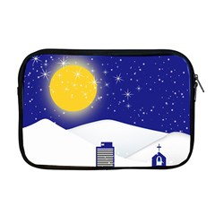 Night Christmas Background Moon Snow Apple Macbook Pro 17  Zipper Case by Wegoenart