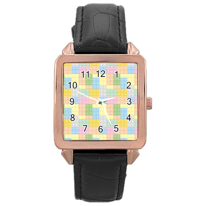 Lego Background Rose Gold Leather Watch 