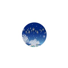 Snowflakes Snowy Landscape Reindeer 1  Mini Buttons by Wegoenart