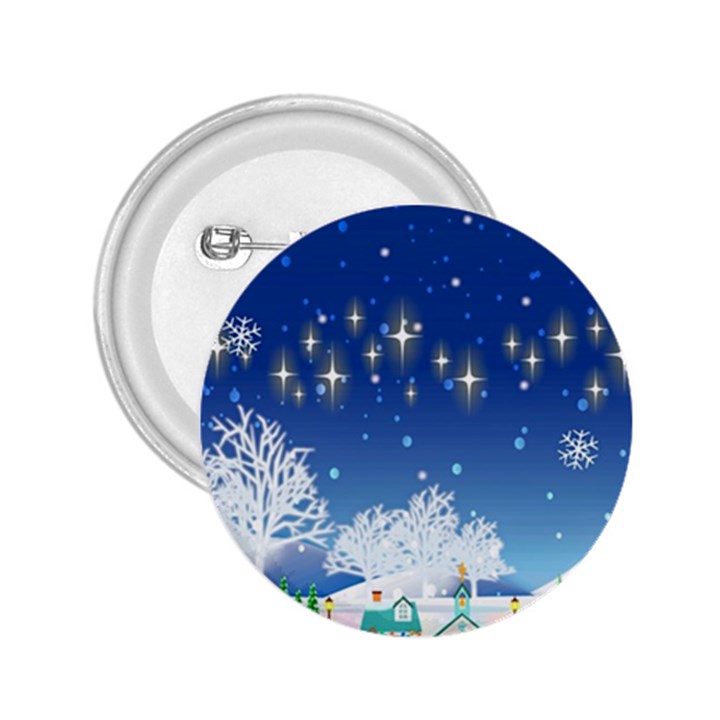 Snowflakes Snowy Landscape Reindeer 2.25  Buttons