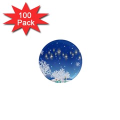 Snowflakes Snowy Landscape Reindeer 1  Mini Magnets (100 Pack)  by Wegoenart