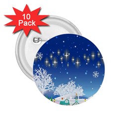 Snowflakes Snowy Landscape Reindeer 2 25  Buttons (10 Pack)  by Wegoenart