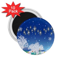 Snowflakes Snowy Landscape Reindeer 2 25  Magnets (10 Pack)  by Wegoenart