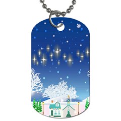 Snowflakes Snowy Landscape Reindeer Dog Tag (one Side) by Wegoenart