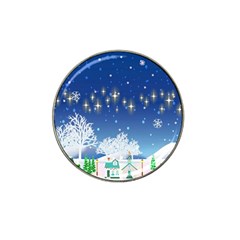 Snowflakes Snowy Landscape Reindeer Hat Clip Ball Marker by Wegoenart