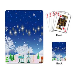 Snowflakes Snowy Landscape Reindeer Playing Cards Single Design by Wegoenart