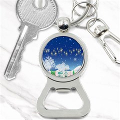 Snowflakes Snowy Landscape Reindeer Bottle Opener Key Chains by Wegoenart