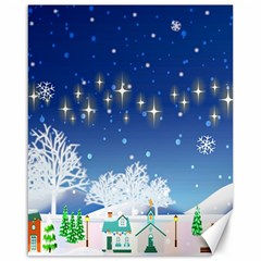 Snowflakes Snowy Landscape Reindeer Canvas 16  X 20  by Wegoenart