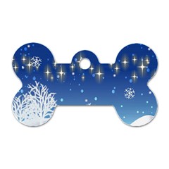 Snowflakes Snowy Landscape Reindeer Dog Tag Bone (one Side) by Wegoenart