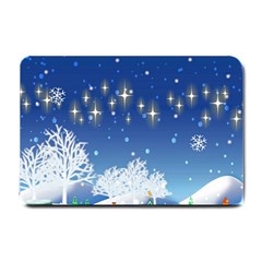 Snowflakes Snowy Landscape Reindeer Small Doormat  by Wegoenart