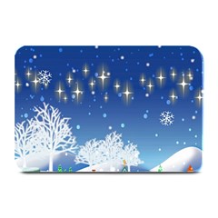 Snowflakes Snowy Landscape Reindeer Plate Mats by Wegoenart