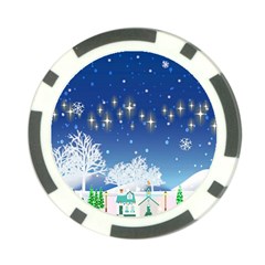 Snowflakes Snowy Landscape Reindeer Poker Chip Card Guard by Wegoenart