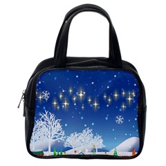 Snowflakes Snowy Landscape Reindeer Classic Handbag (one Side) by Wegoenart