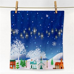 Snowflakes Snowy Landscape Reindeer Face Towel by Wegoenart