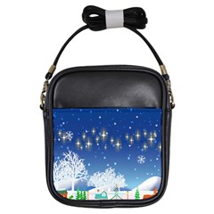 Snowflakes Snowy Landscape Reindeer Girls Sling Bag by Wegoenart