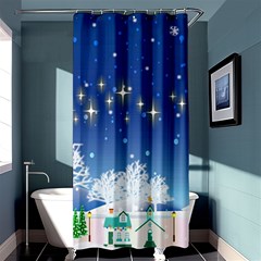 Snowflakes Snowy Landscape Reindeer Shower Curtain 36  X 72  (stall)  by Wegoenart