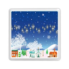 Snowflakes Snowy Landscape Reindeer Memory Card Reader (square) by Wegoenart