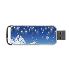 Snowflakes Snowy Landscape Reindeer Portable Usb Flash (one Side) by Wegoenart