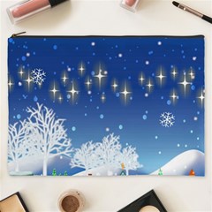 Snowflakes Snowy Landscape Reindeer Cosmetic Bag (xxxl) by Wegoenart