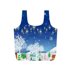 Snowflakes Snowy Landscape Reindeer Full Print Recycle Bag (s) by Wegoenart