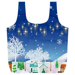 Snowflakes Snowy Landscape Reindeer Full Print Recycle Bag (xl) by Wegoenart