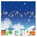 Snowflakes Snowy Landscape Reindeer Large Satin Scarf (Square) Front