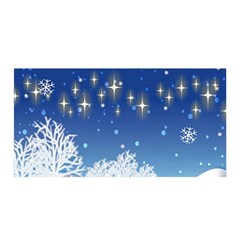 Snowflakes Snowy Landscape Reindeer Satin Wrap by Wegoenart