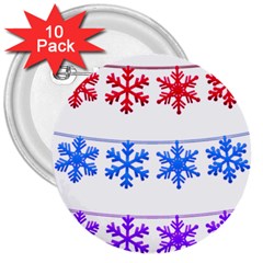 Christmas Snowflake 3  Buttons (10 Pack)  by Wegoenart