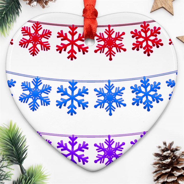 Christmas Snowflake Heart Ornament (Two Sides)