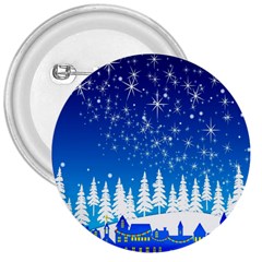 Snowflakes Snowy Landscape Reindeer 3  Buttons by Wegoenart