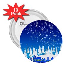 Snowflakes Snowy Landscape Reindeer 2 25  Buttons (10 Pack)  by Wegoenart