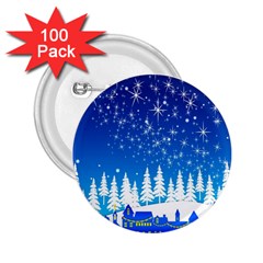 Snowflakes Snowy Landscape Reindeer 2 25  Buttons (100 Pack)  by Wegoenart